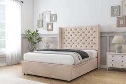 "Comfort Beds Selena Naples Divan Base No Drawers - 54"" Wingback in Light Sand - Size: King" - thumbnail 2