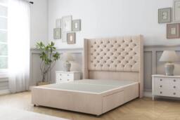 "Comfort Beds Selena Naples Divan Base No Drawers - 54"" Wingback in Light Sand - Size: King" - thumbnail 3