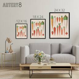 "Artery8 Carrots Vegetables Kitchen Ernst Benary Framed Canvas Wall Art Print in White - Size: W12"" x H16""" - thumbnail 4