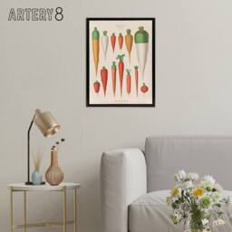 "Artery8 Carrots Vegetables Kitchen Ernst Benary Framed Canvas Wall Art Print in White - Size: W12"" x H16""" - thumbnail 3