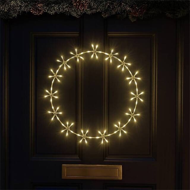 Xmas Haus 55cm 96Warm White LED Metal Ring 3m lead Outdoor - image 1
