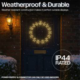 Xmas Haus 55cm 96Warm White LED Metal Ring 3m lead Outdoor - thumbnail 3
