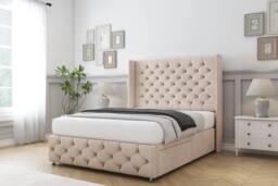 "Comfort Beds Emily Naples Divan Base No Drawers - 54"" Wingback-Footboard in Light Sand - Size: Small Single" - thumbnail 2
