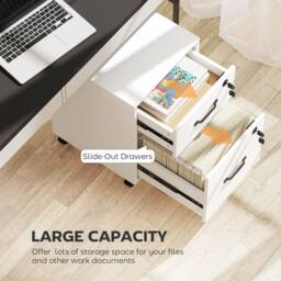 HOMCOM Roll File Cabinet with Drawer, Organiser Letter Size, White - thumbnail 4