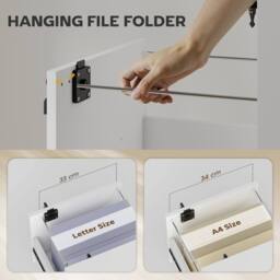 HOMCOM Roll File Cabinet with Drawer, Organiser Letter Size, White - thumbnail 6