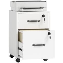 HOMCOM Roll File Cabinet with Drawer, Organiser Letter Size, White - thumbnail 2