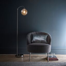 K LIVING Bianca Satin Nickel Floor Lamp Ribbed Glass in Silver - thumbnail 3