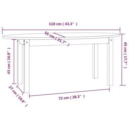 Berkfield Home Beautiful Coffee Table Grey 110x55x45 cm Solid Wood Pine - Size: 110 x 55 x 45 cm - thumbnail 9