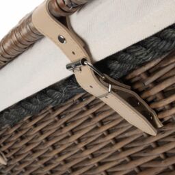 Red Hamper Wicker 62cm Antique Wash Picnic Basket with Cotton Lining in White - thumbnail 5