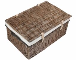 Red Hamper Wicker 62cm Antique Wash Picnic Basket with Cotton Lining in White - thumbnail 3
