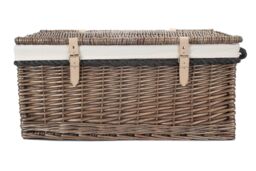 Red Hamper Wicker 62cm Antique Wash Picnic Basket with Cotton Lining in Natural - thumbnail 4