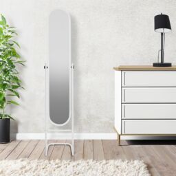 Harbour Housewares Round Full-Length Mirror - Freestanding Mirror for Bedrooms & Hallways in White - thumbnail 8