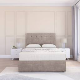 "Sloomy Cambridge Plush Divan Set 2 Drawers - 54"" Headboard-12"" Footboard in Stone - Size: Single" - thumbnail 1
