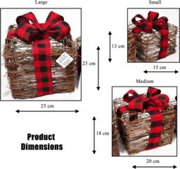 Shatchi Christmas Light Up Parcels Pre-Lit Battery Operated LED Glitter Xmas Presents Set of 3 in Brown - thumbnail 3