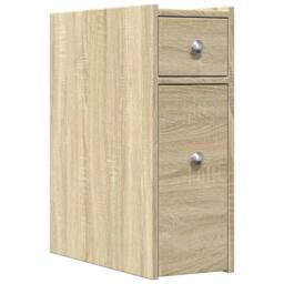 Berkfield Home Narrow Bathroom Cupboard with Wheels Sonoma Oak Engineered Wood in Light Tan - thumbnail 1