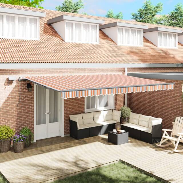 Berkfield Home Manual Retractable Awning with LED Multicolour Stripe 500x300 cm - image 1