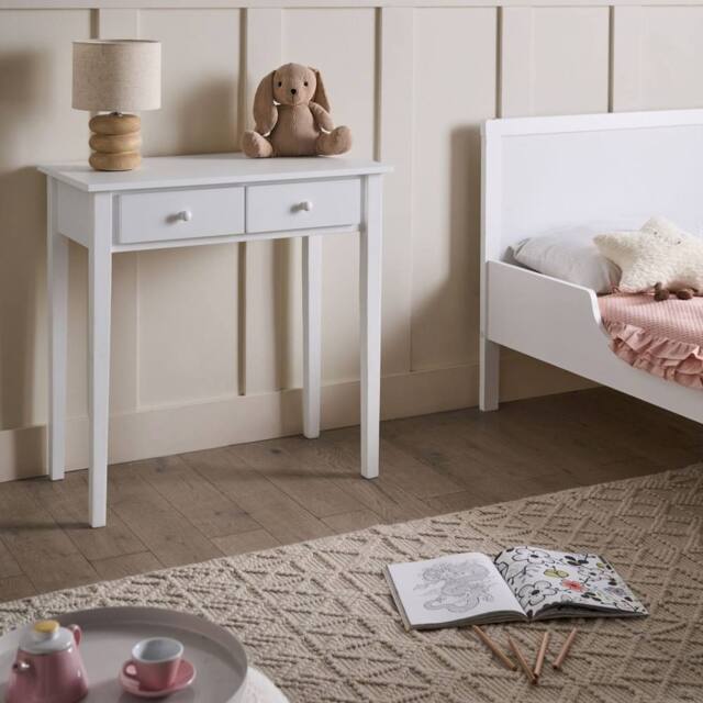 Wyld and Coco Console Table White MDF with Two Drawers 75 x 40 cm - image 1