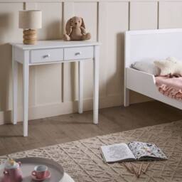 Wyld and Coco Console Table White MDF with Two Drawers 75 x 40 cm