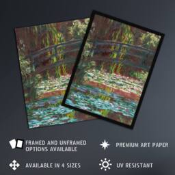 "Artery8 Water Lily Pond with Bridge Claude Monet Vintage Wall Art Print Poster - Size: W18"" x H24""" - thumbnail 2