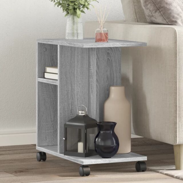Berkfield Home Side Table with Wheels Grey Sonoma 50x30x55 cm Engineered Wood - Size: 50 x 30 x 55 cm - image 1