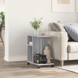 Berkfield Home Side Table with Wheels Grey Sonoma 50x30x55 cm Engineered Wood - Size: 50 x 30 x 55 cm - thumbnail 3