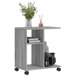 Berkfield Home Side Table with Wheels Grey Sonoma 50x30x55 cm Engineered Wood - Size: 50 x 30 x 55 cm - thumbnail 4