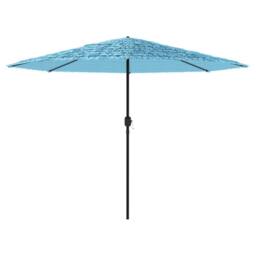 Berkfield Home Durable Garden Parasol with Steel Pole Blue 388x388x248 cm - Size: 388 x 388 x 248 cm - thumbnail 4