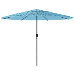 Berkfield Home Durable Garden Parasol with Steel Pole Blue 388x388x248 cm - Size: 388 x 388 x 248 cm - thumbnail 5
