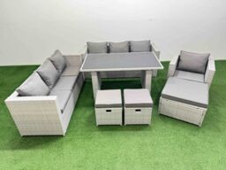 Fimous Patio Garden Furniture Sets with 3 Stool Light Grey - thumbnail 1