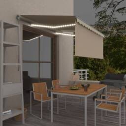 Berkfield Home Manual Retractable Awning with Blind&LED 3.5x2.5m Cream in Beige