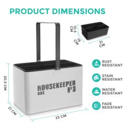 LIVIVO Housekeeping Storage Box & Cleaning Caddy in White - thumbnail 3