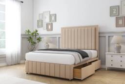 "Comfort Beds Arizona Plush Divan Base 2 Drawers - 26"" Headboard-Footboard in Stone - Size: Small Single" - thumbnail 1