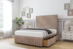 "Comfort Beds Khole Naples Divan Base 2 Drawers - 54"" Headboard-Footboard in Light Brown - Size: Double" - thumbnail 1