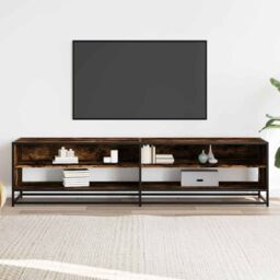 Berkfield Home TV Cabinet Smoked Oak 180.5x40x46 cm Engineered Wood in Brown - thumbnail 3