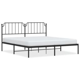 Berkfield Home Metal Bed Frame with Headboard Black 183x213 cm - thumbnail 2