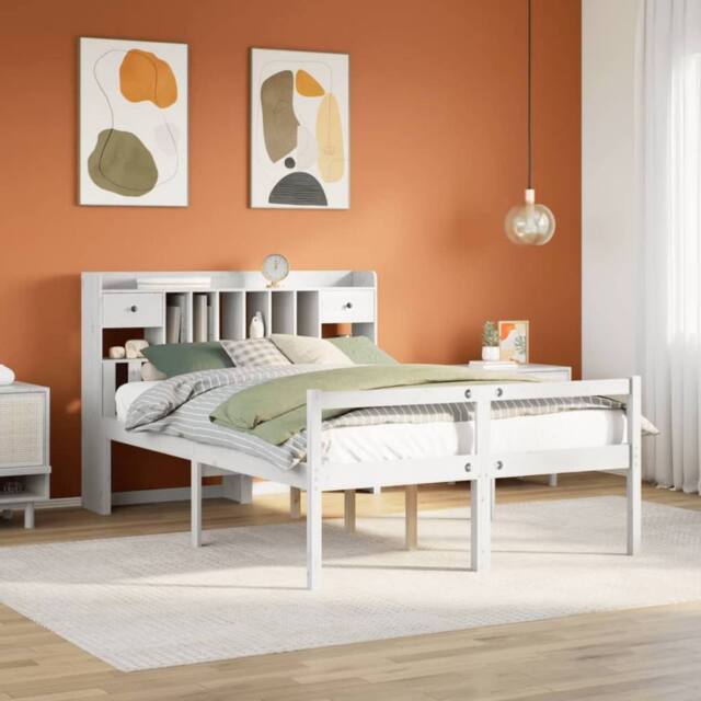 Berkfield Home Bed Frame w/Drawers Frame Sonoma Oak 120x190 cm Small Double in White - Size: King - image 1