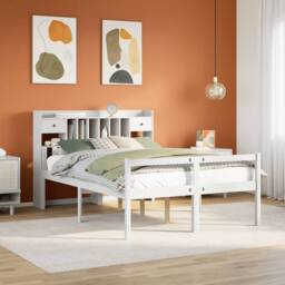 Berkfield Home Bed Frame w/Drawers Frame Sonoma Oak 120x190 cm Small Double in White - Size: King - thumbnail 1