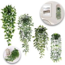 SPETLEK 4X Artificial Hanging Plants in Pots for Home Office in Green - thumbnail 1