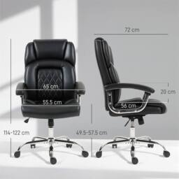 NESTLUNE Black Executive Office Chair 180kg, PU Leather Desk Chair - Size: 100 cm x 15 cm - thumbnail 2