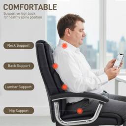NESTLUNE Black Executive Office Chair 180kg, PU Leather Desk Chair - Size: 100 cm x 15 cm - thumbnail 4
