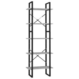 Berkfield Home 5-Tier Book Cabinet Concrete Grey 60x30x175 cm Engineered Wood - Size: 60 x 30 x 175 cm - thumbnail 2