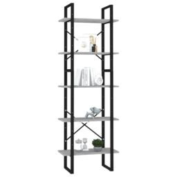 Berkfield Home 5-Tier Book Cabinet Concrete Grey 60x30x175 cm Engineered Wood - Size: 60 x 30 x 175 cm - thumbnail 3