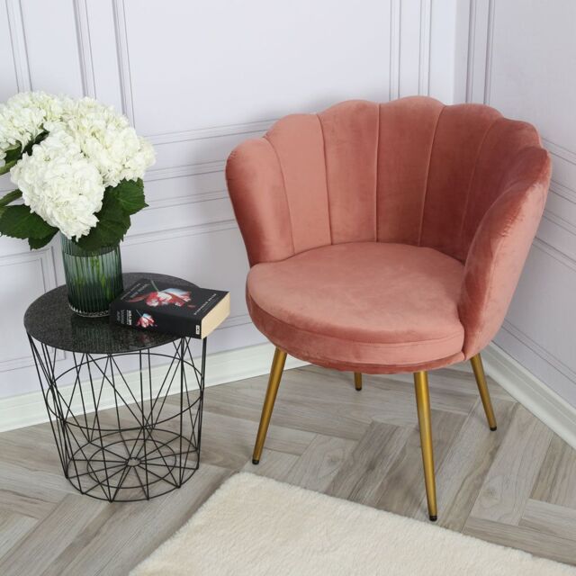 Home Garden Direct Flora - Velvet Accent Chair with Scalloped-back Design - Dark Pink - image 1