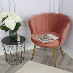 Home Garden Direct Flora - Velvet Accent Chair with Scalloped-back Design - Dark Pink - thumbnail 2