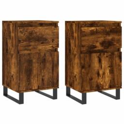 Berkfield Home Sideboards 2 pcs Smoked Oak 40x35x70 cm Engineered Wood in Brown - Size: 40 x 35 x 70 cm - thumbnail 1