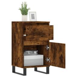 Berkfield Home Sideboards 2 pcs Smoked Oak 40x35x70 cm Engineered Wood in Brown - Size: 40 x 35 x 70 cm - thumbnail 4