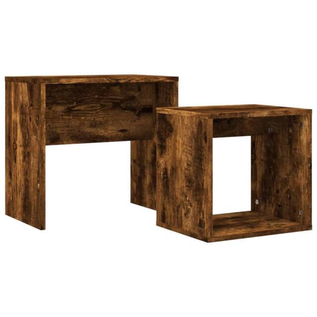 Berkfield Home Nesting Coffee Tables 2 pcs Smoked Oak Engineered Wood in Brown - image 1