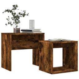 Berkfield Home Nesting Coffee Tables 2 pcs Smoked Oak Engineered Wood in Brown - thumbnail 3