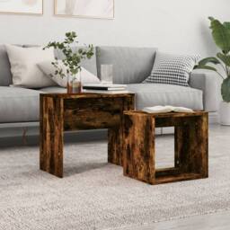 Berkfield Home Nesting Coffee Tables 2 pcs Smoked Oak Engineered Wood in Brown - thumbnail 2