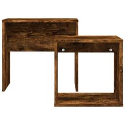 Berkfield Home Nesting Coffee Tables 2 pcs Smoked Oak Engineered Wood in Brown - thumbnail 4